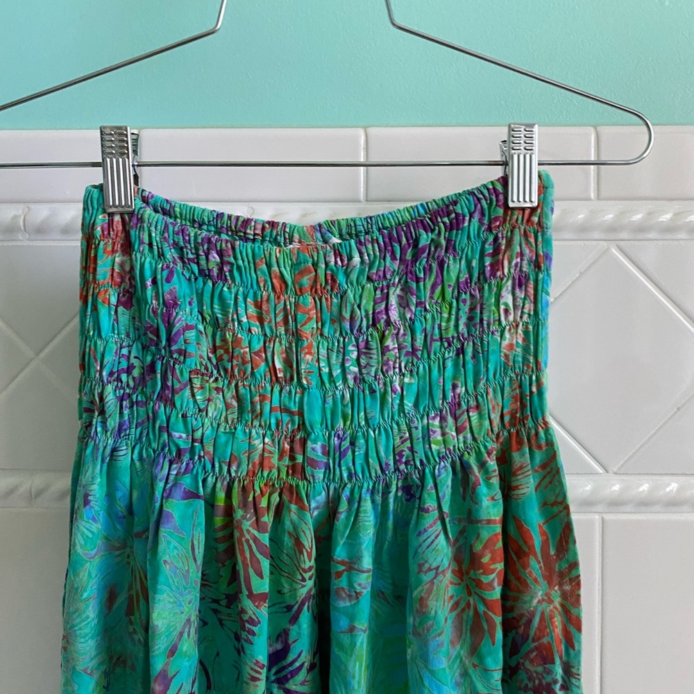 Teal Smocked High Waist Pants